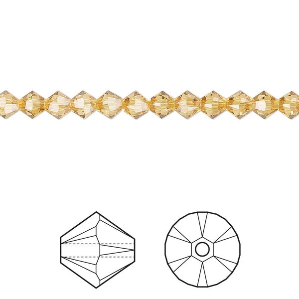 Bead 48pk golden topaz, Crystal Passions® 4mm bicone 5328 image number 0