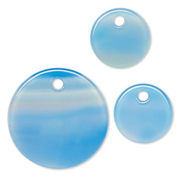 Blue agate 1pkg3, flat round drop 30mm / 18mm image number 0