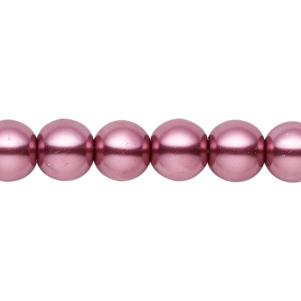 Bead, crystal pearl, dusty rose, 9-10mm round. Sold per pkg of (2) 15-1/2" to 16" strands, approximately 80 beads. image number 0