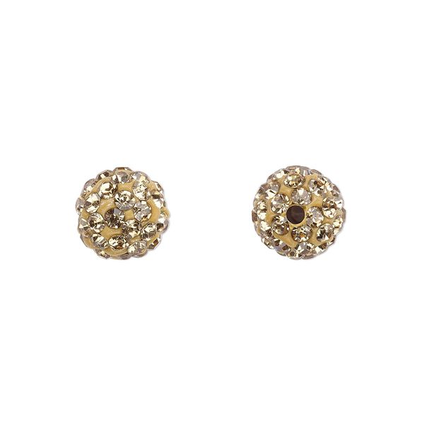 Bead, glass rhinestone / epoxy / resin, champagne, 10mm round. Sold individually. image number 0