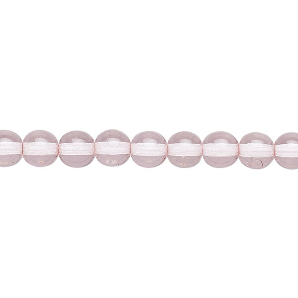 Bead, Czech dipped décor glass druk, lilac, 6mm round. Sold per 16-inch strand. image number 0