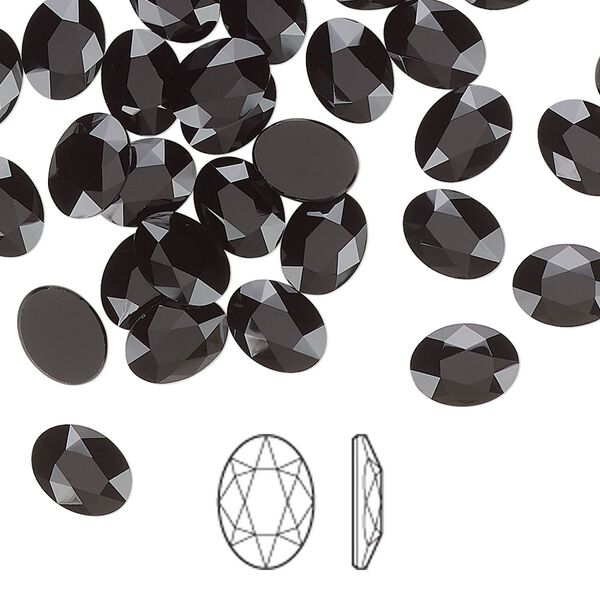 Flat back 144pk jet, Swarovski® 8x6mm oval 2603 image number 0