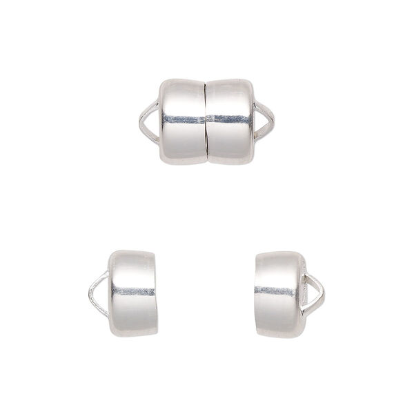 Clasp, Mag-Lok®, magnetic, silver -plated brass, 8.6x7.7mm barrel. Sold individually. image number 0