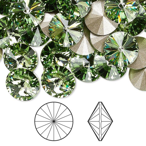 Chaton 288pk peridot foil back, Swarovski® 10.54-10.91mm rivoli SS47 1122 image number 0