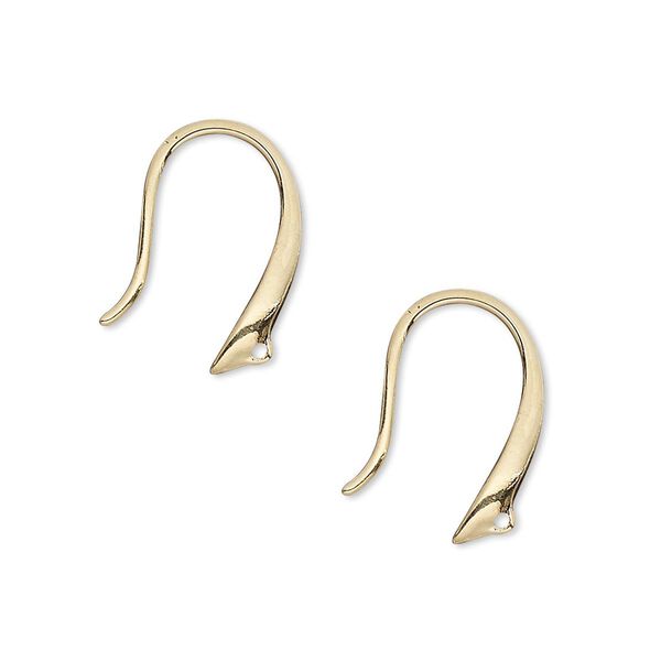 Ear wire fishhook 1pkg10 gold-plated, 17mm fancy / closed loop, 20 gauge brass 5 pair image number 0