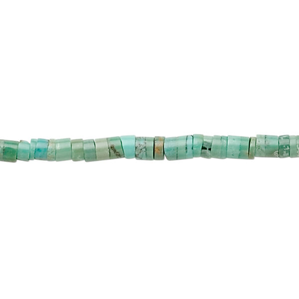 Bead, turquoise (dyed / stabilized), 3x2mm heishi, C grade, Mohs hardness 5 to 6. Sold per 15-1/2" to 16" strand. image number 0