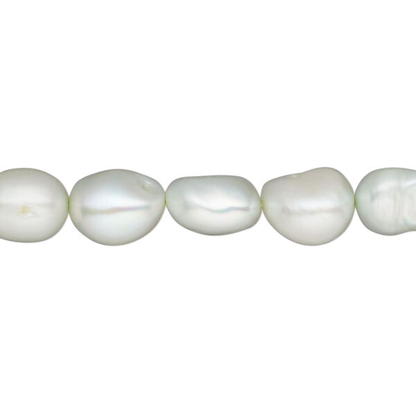 Pearl, cultured freshwater (dyed), mint green, 8-9mm flat-sided potato, C grade, Mohs hardness 2-1/2 to 4. Sold per 16-inch strand. image number 0