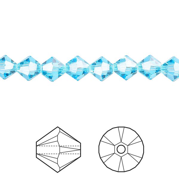 Bead 24pk aquamarine, Crystal Passions® 6mm bicone 5328 image number 0