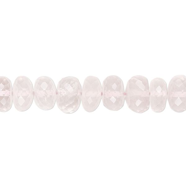 Rose quartz 1pkg1, hand-cut micro-faceted rondelle bead natural 8 inch 9x5mm-10x7mm image number 0
