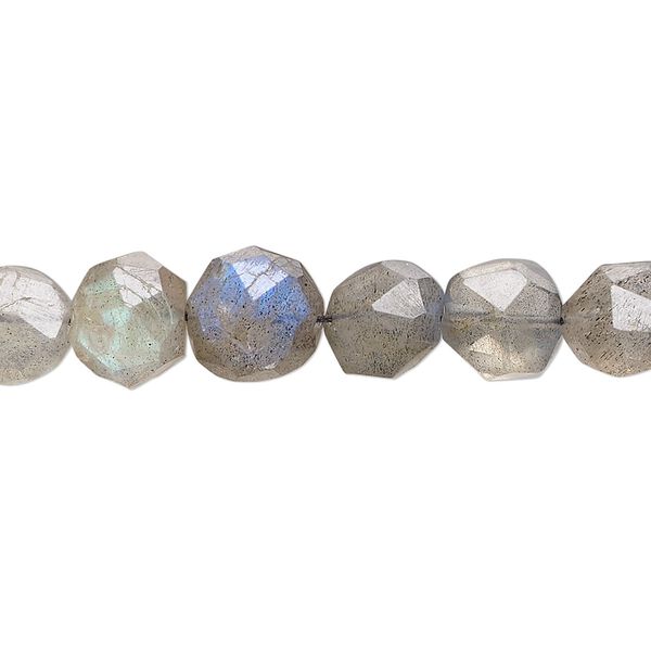 Labradorite 1pkg1, hand-cut faceted puffed hexagon bead natural 14 inch 8x7mm-9x9mm image number 0