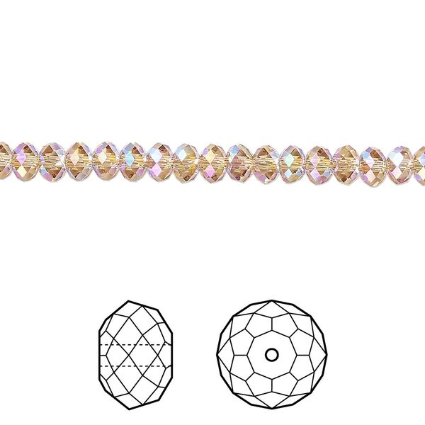 Bead 12pk light Colorado topaz shimmer 2X, Crystal Passions® 4x3mm rondelle 5040 image number 0
