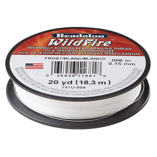 Thread, Beadalon® WildFire™, polyester and plastic, frost, 0.15mm with bonded coating, 10-pound test. Sold per 20-yard spool. image number 0