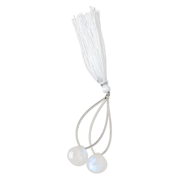 Rainbow moonstone 1pkg2, hand-cut top-drilled puffed teardrop bead natural B grade, 14x14mm image number 1