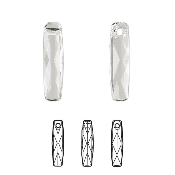Drop 2pk crystal, Crystal Passions® 20x5mm pendant column 6460 image number 0