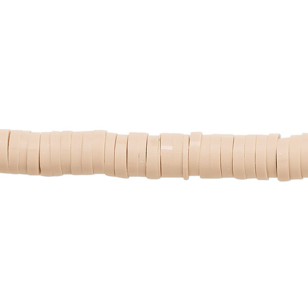 Bead, polymer clay, opaque beige, 6x1.5mm heishi. Sold per pkg of (2) 15-1/2" to 16" strands image number 0