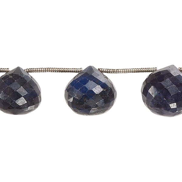 Blue sapphire 1pkg10, hand-cut top-drilled faceted teardrop bead 11x10mm-15x14mm image number 0