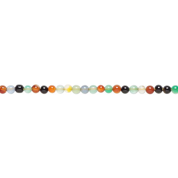Agate 1pkg1, round bead 15.5-16 inch 2mm image number 0