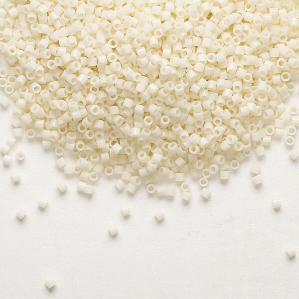 Seed bead, Delica®, glass, pkg/50g, #15 round, opaque ivory (DBS-0732). image number 0