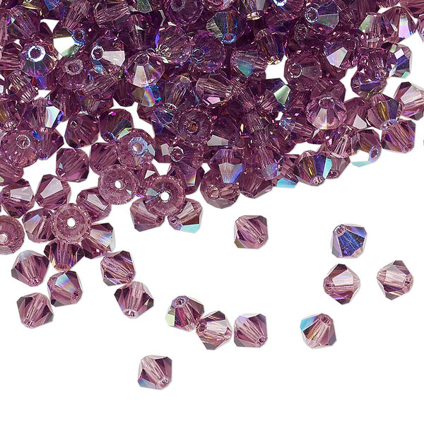 Bead 48pk amethyst AB, Preciosa Czech crystal 4mm bicone image number 0