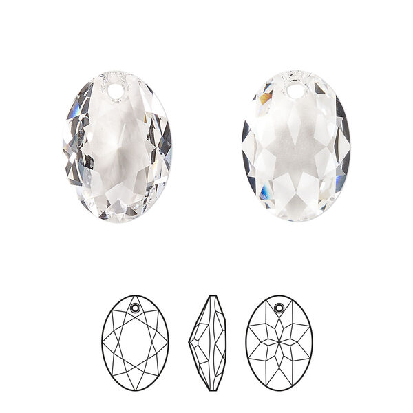 Drop 36pk crystal, Swarovski® 16mm pendant elliptic cut 6438 image number 0