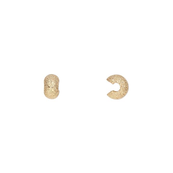 Crimp cover, gold-plated brass, 5x4.5mm stardust rondelle. Sold per pkg of 100. image number 0