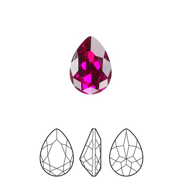 Fancy stone 1pkg144 fuchsia foil back, Preciosa MAXIMA Czech crystal rhinestone 14x10mm pear image number 0