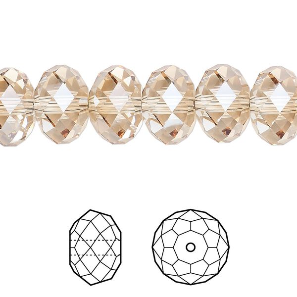 Bead 2pk crystal golden shadow, Crystal Passions® 12x8mm rondelle 5040 image number 0