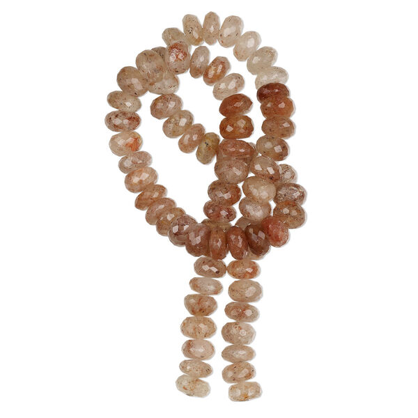 Sunstone 1pkg1, hand-cut micro-faceted rondelle bead natural 15 inch 8x5mm-10x6mm image number 0