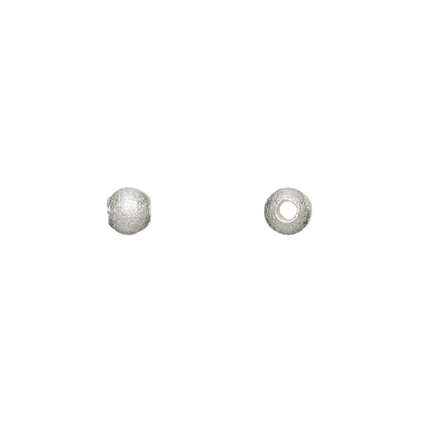 Bead, sterling silver, 5mm stardust round. Sold per pkg of 4. image number 0