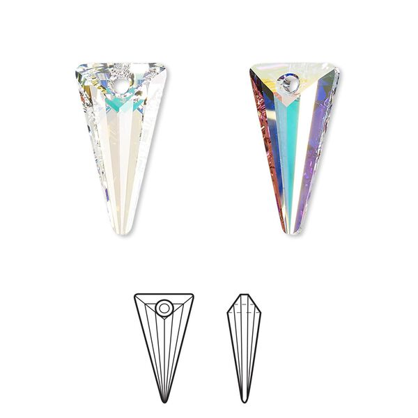 Drop 48pk crystal AB, Swarovski® 18x10mm pendant spike 6480 image number 0