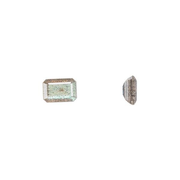 Labradorite 1pkg1, hand-cut faceted emerald-cut gem natural 7x5mm image number 0
