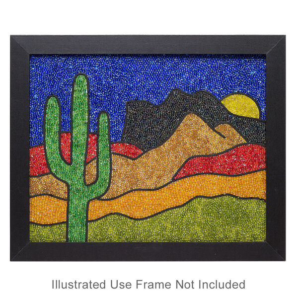 Sabrina Frey Bead Mosaic™ Starter Kit, glass / medium-density fiberboard / glue, pkg/1, multicolored, 8x10 inches with "Desert" design. image number 0