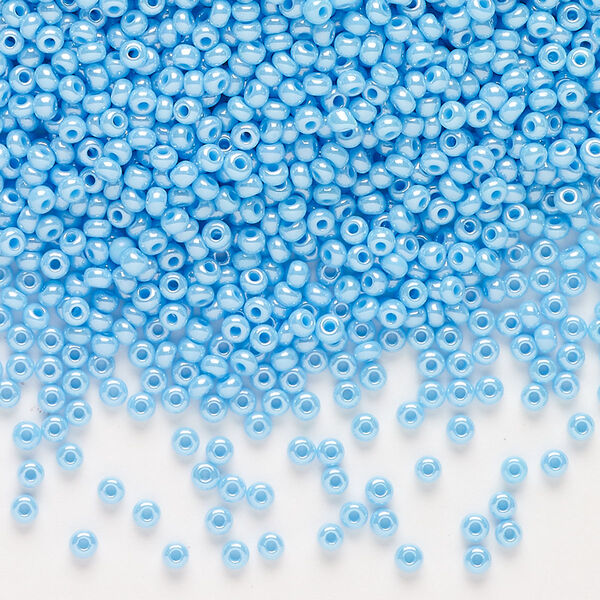Seed bead, Preciosa Ornela, glass, opaque luster turquoise, #11 rocaille. Sold per 50-gram pkg. image number 0