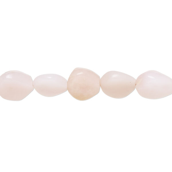 Pink opal 1pkg1, hand-cut puffed teardrop bead natural 8 inch 9x8mm-10x9mm image number 0