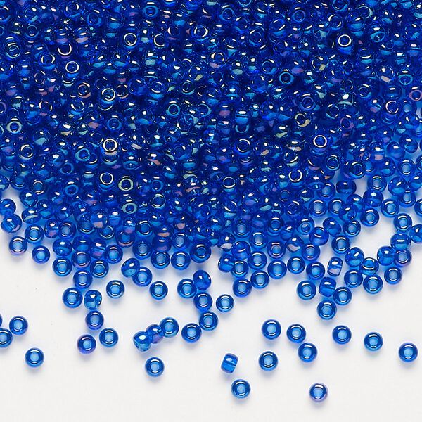 Seed bead, Preciosa Ornela Czech glass, pkg/50g, #11 rocaille, translucent rainbow sapphire blue, (61300). image number 0