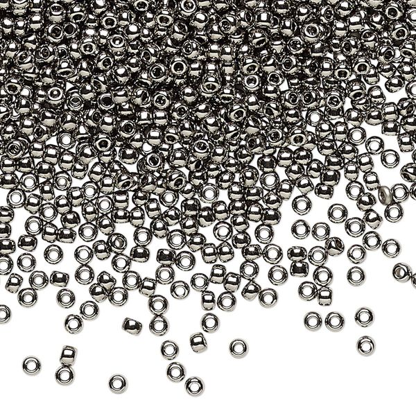 Seed bead, TOHO BEADS®, glass, pkg/7.5g, #11 round, opaque nickel-plated nickel (TR-11-711). image number 0