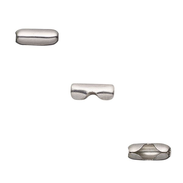 Ball chain connector, stainless steel, 10x4mm, fits 3.2mm ball chain. Sold per pkg of 100. image number 0