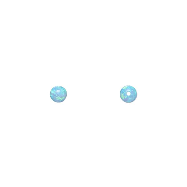 Bead, "opal" (silica and epoxy) (man-made), light blue, 4mm round. Sold per pkg of 2. image number 0