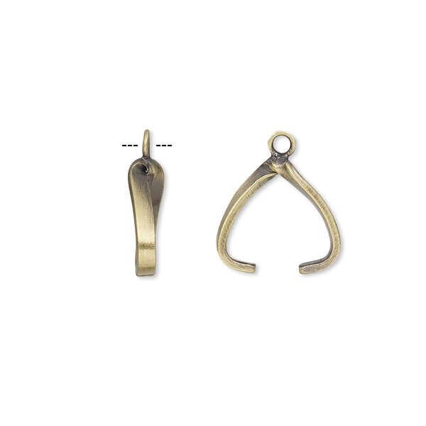 Bail, ice-pick earring, antique gold-plated brass, 12x2mm with 9mm grip length. Sold per pair. image number 0