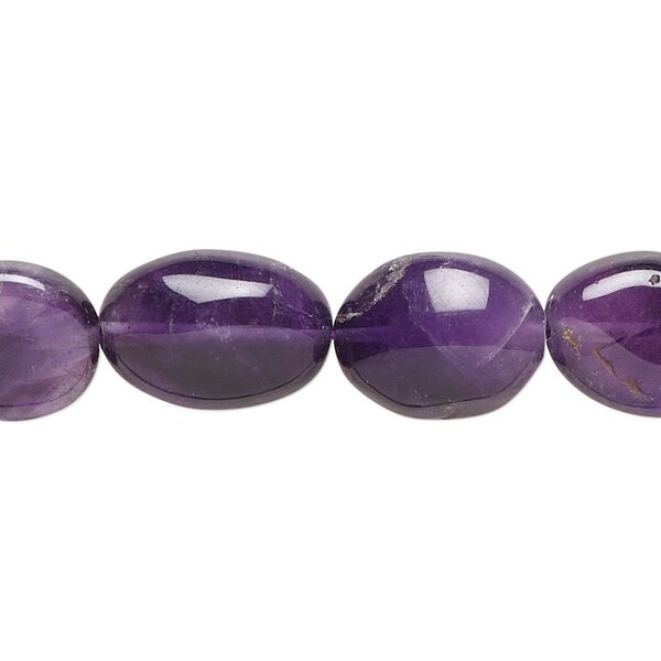 Amethyst 1pkg1, hand-cut oval bead natural 15.5-16 inch 11x10mm-14x12mm image number 0