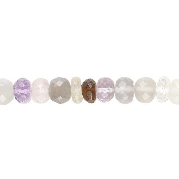 Multi-gemstone 1pkg1, hand-cut micro-faceted rondelle / saucer bead 7.5 inch 6x4mm / 6x4mm image number 0