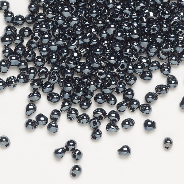 Seed bead, Miyuki, glass, pkg/250g, 3.3x2.8mm mini fringe, opaque gunmetal silver (DP-451). image number 0