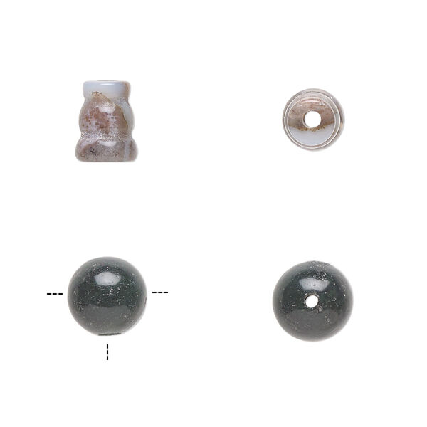 Fancy jasper 2pkg2, T-drilled round / cone bead natural 8mm / 8x5mm-9x6mm image number 0
