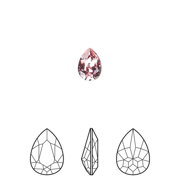 Fancy stone 180pk light rose foil back, Swarovski® 8x6mm pear 4320 image number 0
