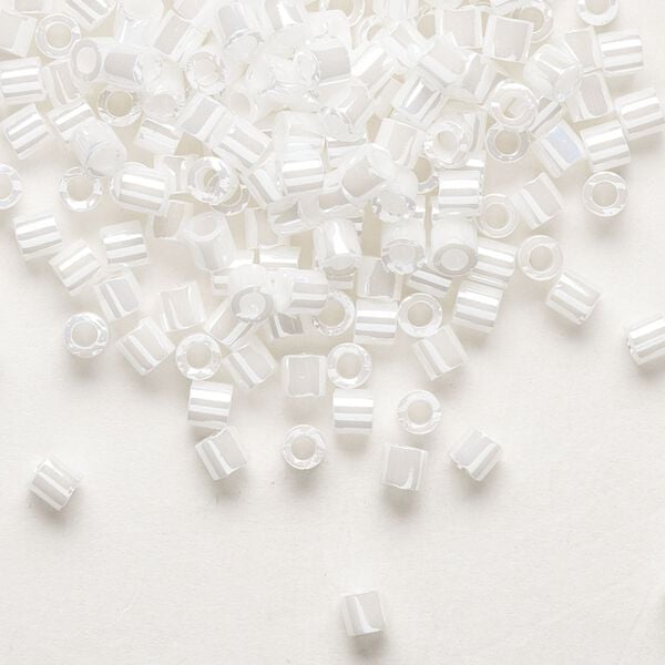 Seed bead, Delica®, glass, pkg/7.5g, #8 round, opaque luster white pearl (DBL-0201). image number 0