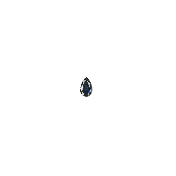 Blue sapphire 1pkg1, hand-cut faceted pear gem 5x3mm image number 0