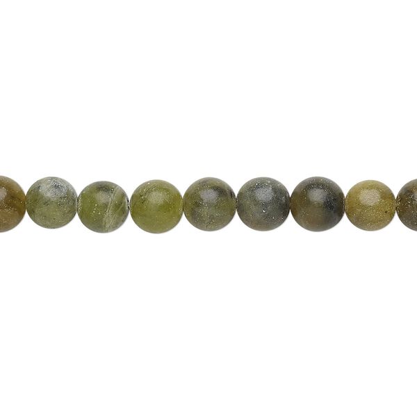 Green serpentine 1pkg1, round bead natural 15 inch 5-6mm image number 0