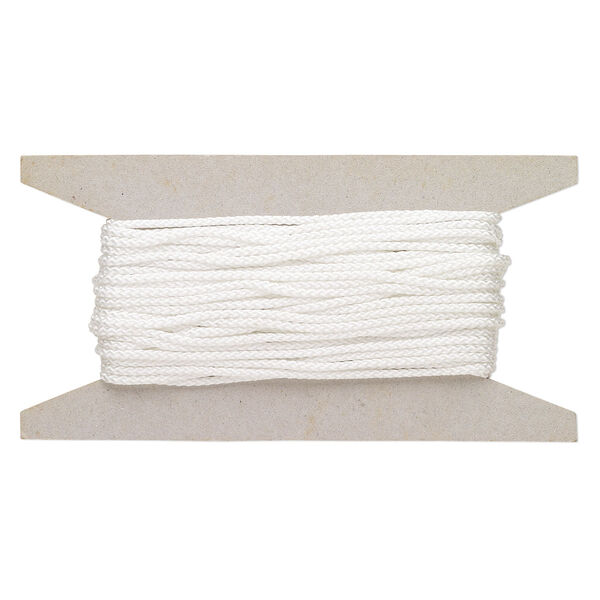 Cord, nylon, white, 2mm round. Sold per 25-foot card. image number 0