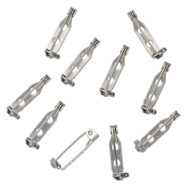 Pin back, stainless steel, pkg/10, 3/4 inch with locking bar. image number 0