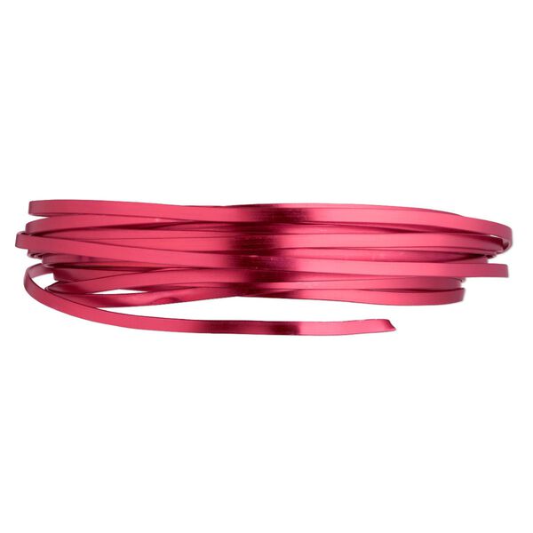 Wire, anodized aluminum, red, 3.5x1mm flat, 16 gauge. Sold per pkg of 18 feet. image number 0